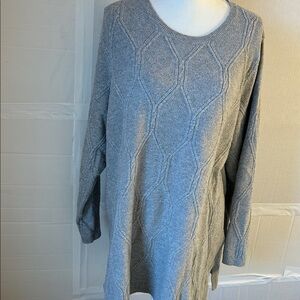 J Jill Womens Textured Cable Knit Long Sleeve Split Hem Tunic Sweater Sz 2X